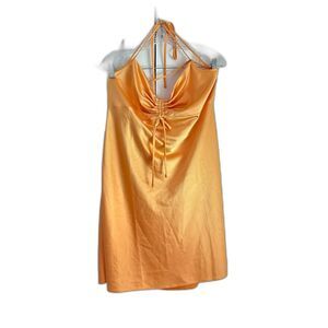 River Island Satin Mini Slip Dress in Orange Size US 14